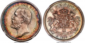 Oscar II 2 Kronor 1898-EB MS64 S NGC, Stockholm mint, KM761. A striking near-gem whose peripheries are graced by a stunning pattern of rainbow colorat...