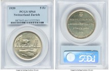 Confederation Specimen "Zurich Exposition" 5 Francs 1939 SP64 PCGS, Bern mint, KM43, HMZ-2-1223c. Fully struck and lightly toned, the reverse carrying...