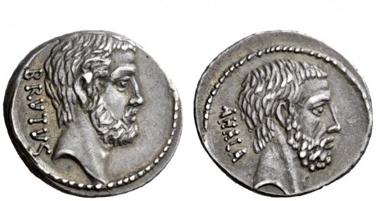 The Roman Republic 
 M. Iunius Brutus. Denarius 54, AR 3.95 g. BRVTVS Head of L...