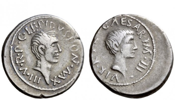 Imperatorial Issues 
 M. Aemilius Lepidus and Octavianus. Denarius, Italy late ...
