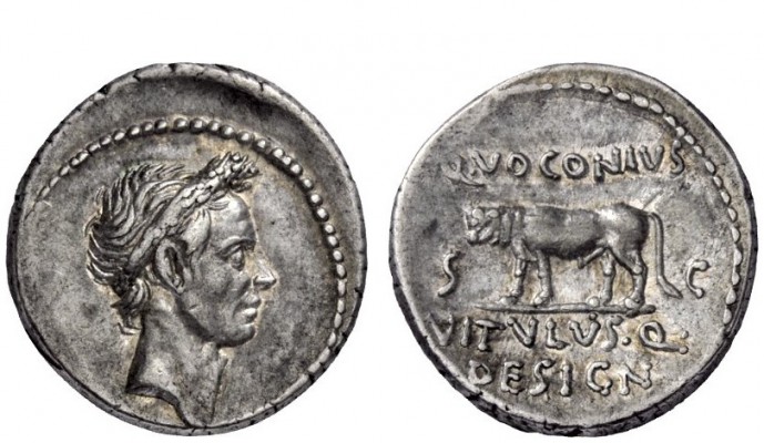 Imperatorial Issues 
 Ti. Voconius Vitulus. Denarius 40 (?) or later, AR 4.00 g...
