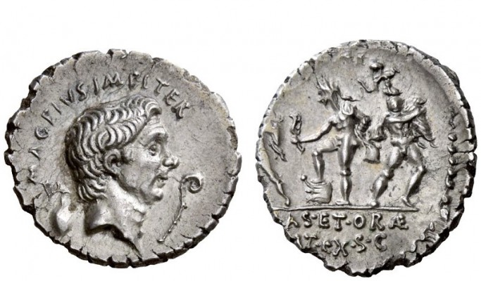 Imperatorial Issues 
 Sextus Pompeius. Denarius, Sicily 37-36, AR 3.74 g. MAG P...