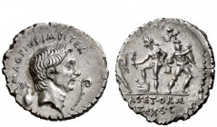 Imperatorial Issues 
 Sextus Pompeius. Denarius, Sicily 37-36, AR 3.74 g. MAG PIVS·IMP·ITER Head of Cn. Pompeius Magnus r.; behind, jug and before, l...
