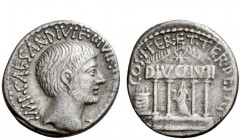 Imperatorial Issues 
 Octavianus. Denarius, mint moving with Octavian 36, AR 3.78 g. IMP·CAESAR·DIVI·F·III· VIR·[ITER ·R·P·C] Head of Octavian r., sl...