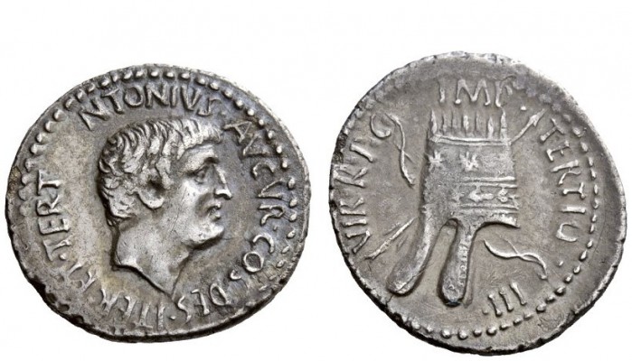 Imperatorial Issues 
 Marcus Antonius. Denarius, mint moving with M. Antony in ...