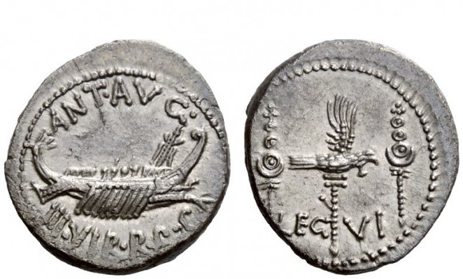 Imperatorial Issues 
 Marcus Antonius. Denarius, mint moving with M. Antony in ...