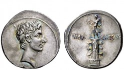 The Roman Empire 
 Issues related to the Victory in the Battle of Actium 
 Denarius, Brundisium or Roma Autumn 30-Summer 29 BC, AR 3.83 g. Laureate ...