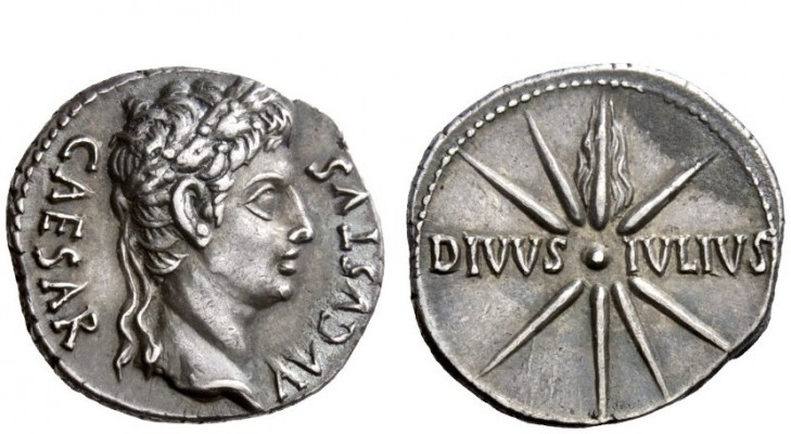 The Roman Empire 
 ”DIVVS IVLIVS” Comet Issues 
 Denarius, Caesaraugusta (?) c...