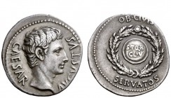 The Roman Empire 
 OB CIVIS SERVATOS – CL V – SIGNIS RECEPTIS 
 Denarius, Colonia Patricia (?) circa 19 BC, AR 3.71 g. CAESAR – AVGVSTVS Bare head r...