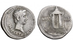The Roman Empire 
 OB CIVIS SERVATOS – CL V – SIGNIS RECEPTIS 
 Cistophoric tetradrachm, Pergamum circa 19-18 BC, AR 11.47 g. IMP·IX·TR – PO V Bare ...