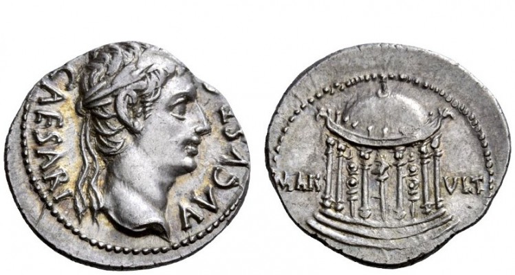 The Roman Empire 
 OB CIVIS SERVATOS – CL V – SIGNIS RECEPTIS 
 Denarius, Colo...