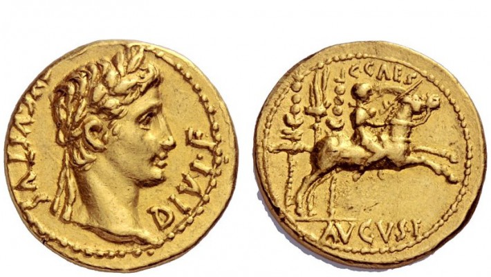 The Roman Empire 
 Dynastic Issues of Augustus 
 Aureus, Lugdunum 8 BC, AR 7.8...