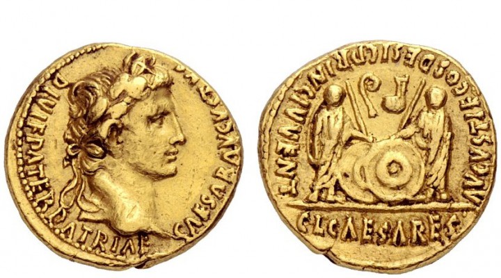 The Roman Empire 
 Dynastic Issues of Augustus 
 Aureus, Lugdunum 2 BC - 4 AD,...