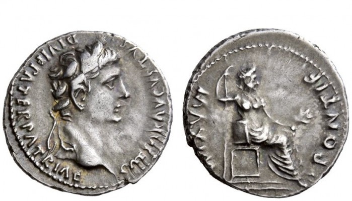 The Roman Empire 
 Dynastic Issues of Augustus 
 Denarius, Lugdunum 13-14 AD, ...