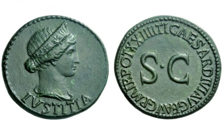 The Roman Empire 
 In the name of Livia, wife of Augustus 
 Dupondius 21-22, Æ...