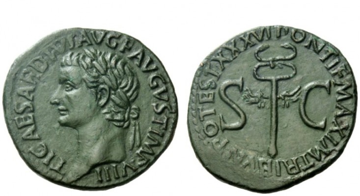 The Roman Empire 
 Tiberius augustus, 14 – 37 
 As, 34-35 AD, Æ 10.92 g. TI CA...