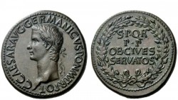 The Roman Empire 
 Gaius, 37 – 41 
 Sestertius circa 37-38, Æ 31.57g. C·CAESAR·AVG·GERMANICVS·PON·M·TR·POT Laureate head l. Rev. S·P·Q·R / P·P / OB·...