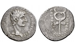 The Roman Empire 
 In the name of Germanicus, father of Gaius 
 Imitative denarius after 37, AR 3.86 g. GERMANICVS CAES P C C[AES AVG GER]M Head of ...