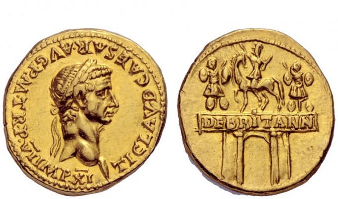 The Roman Empire 
 Claudius, 41 – 54 
 Aureus 46-47, AV 7.70 g. TI CLAVD CAESA...