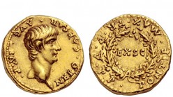 The Roman Empire 
 Nero augustus, 54 – 68 
 Aureus December 57-58, AV 7.61 g. NERO CAESAR AVG IMP Youthful bare head r. Rev. PONTIF MAX TR P IIII P ...