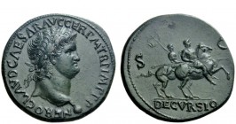 The Roman Empire 
 Nero augustus, 54 – 68 
 Sestertius, Lugdunum circa 65, Æ 29.12 g. NERO CLAVD CAESAR AVG GER P M TR P IMP P P Laureate head r., w...