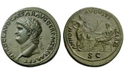 The Roman Empire 
 Nero augustus, 54 – 68 
 Sestertius, Lugdunum circa 65, Æ 25.36 g. NERO CLAVD CAESAR AVG GER P M TR P IMP P P Laureate head l., w...