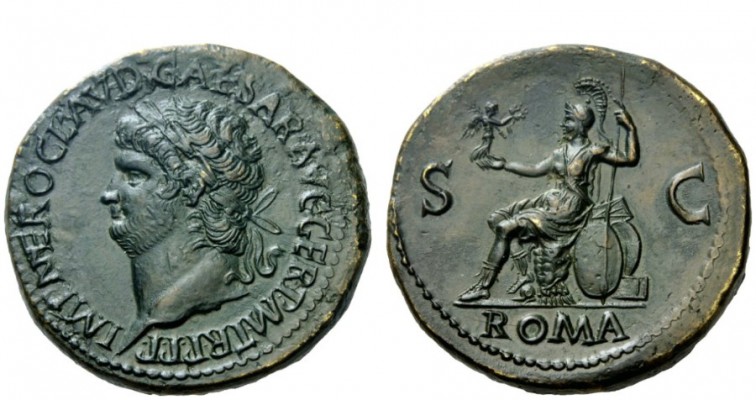 The Roman Empire 
 Nero augustus, 54 – 68 
 Sestertius circa 66, Æ 29.80g. IMP...