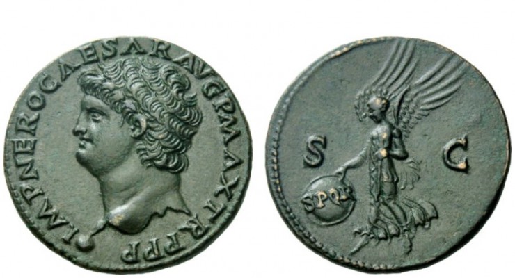 The Roman Empire 
 Nero augustus, 54 – 68 
 As, Lugdunum circa 66, Æ 11.17 g. ...
