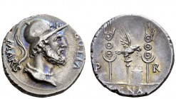 The Roman Empire 
 The Civil Wars, 68 – 69 
 Denarius, Gaul, March-May 68 AD, AR 3.61 g. MARS – VLTOR Helmeted and draped bust of Mars r. Rev. Aquil...