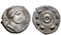 The Roman Empire 
 The Civil Wars, 68 – 69 
 Denarius, Spain 68-69, AR 3.65 g. LIBERTAS – RESTITVTA Draped bust of Libertas r., wearing necklace. Re...