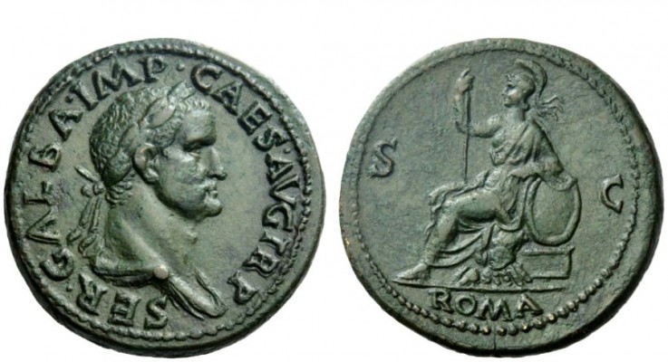 The Roman Empire 
 Galba, 68 – 69 
 Sestertius June-August 68, Æ 24.99 g. SER ...