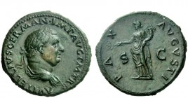The Roman Empire 
 Vitellius, January – December 69 
 Sestertius late April-December 69, Æ 25.34 g. A VITELLIVS GERMAN IMP AVG P M TR P Laureate and...