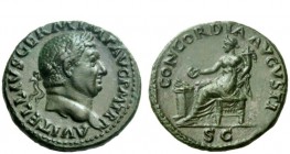 The Roman Empire 
 Vitellius, January – December 69 
 As late April-December 69, Æ 11.57 g. A VITELLIVS GERM IMP AVG PM TR P Laureate head r. Rev. C...
