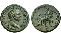 The Roman Empire 
 Vespasian, 69 – 79 
 Dupondius 70, Æ 12.94 g. IMP CAES VESPASIAN AVG COS III Radiate head r. Rev. CONCORDIA AVGVSTI Concordia sea...