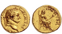 The Roman Empire 
 Vespasian, 69 – 79 
 Aureus, Antiochia 72-73, AV 7.55 g. IMP CAESAR VESPASIANVS AVG Laureate head r. Rev. IVSTITIA – [AVG] Justit...