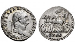 The Roman Empire 
 Vespasian, 69 – 79 
 Divus Vespasianus. Denarius 80-81, AR 3.53 g. DIVVS AVGVSTVS VESPASIANVS Laureate head r. Rev. Slow quadriga...