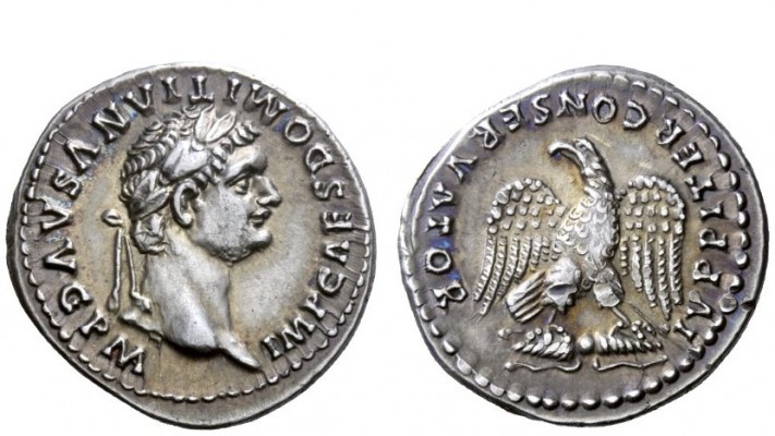 The Roman Empire 
 Domitian augustus, 81 – 96 
 Denarius 82-83, AR 3.57 g. IMP...