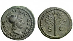 The Roman Empire 
 Domitian augustus, 81 – 96 
 Quadrans circa 84-85, Æ 3.44 g. IMP DOM – IT AVG GERM Helmeted head of Minerva r. Rev. S – C olive b...