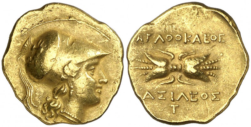 Agatocles (317-289 a.C.). Sicilia. Siracusa. Estátera de oro. (S. 970 var) (CNG....