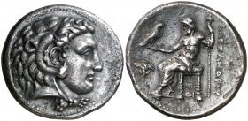 Imperio Macedonio. Alejandro III, Magno (336-323 a.C.). Memfis. Tetradracma. (S. 6725) (MJP. 3971dº). 16,93 g. Atractiva. Escasa así. EBC-.