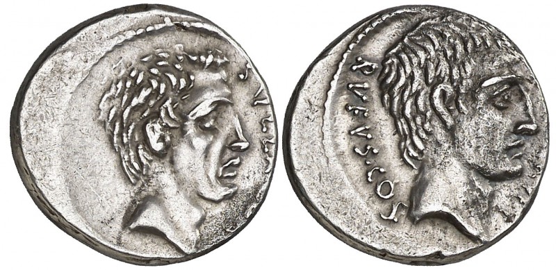 (hacia 54 a.C.). Gens Pompeia. Denario. (Bab. 4) (Craw 434/1). 3,90 g. Algo desc...