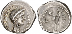 (44 a.C.). Julio César. Denario. (Spink 1413 var) (S. 40) (Craw. 480/11). 3,77 g. Punzonada en anverso. Rara. (MBC).