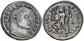 (313-315 d.C.). Constantino I. Siscia. Follis. (Spink 15940) (Co. 288) (RIC. 7). 4,42 g. EBC.