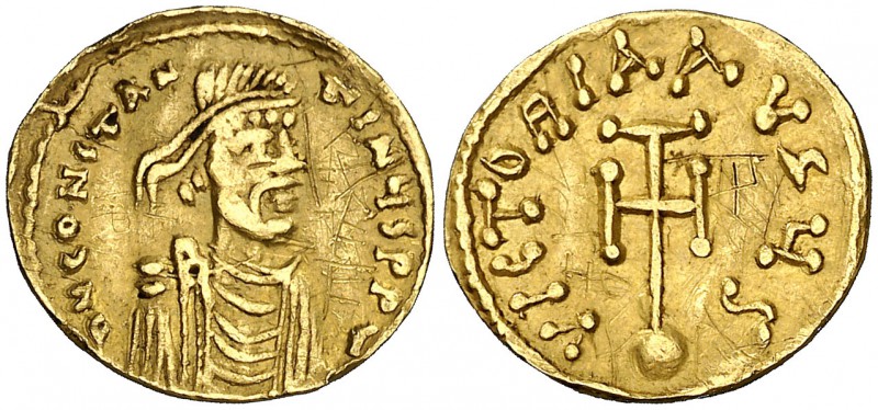 Constantino IV (668-685). Constantinopla. Semissis. (Ratto 1670 var) (S. 1161). ...