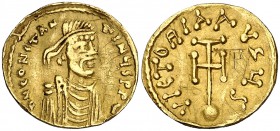 Constantino IV (668-685). Constantinopla. Semissis. (Ratto 1670 var) (S. 1161). 1,90 g. Grafitos en ambas caras. MBC-.