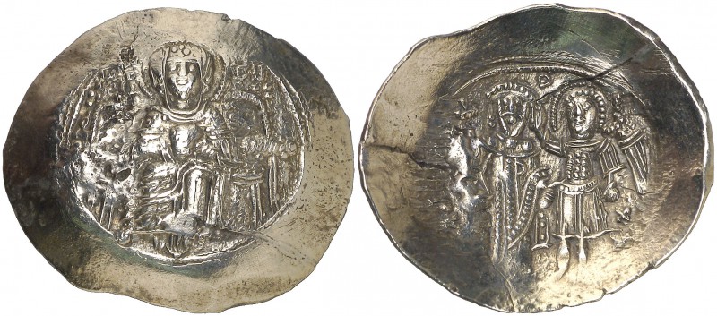Isaac II, Angelus (1185-1195). Constantinopla. Aspron trachy de electrón. (Ratto...