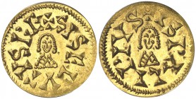 Sisebuto (612-621). Ispali (Sevilla). Triente. (CNV. 219) (R.Pliego 274a). En cápsula de la ANACS como MS64. EBC+.