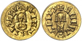 Suintila (621-631). Emerita (Mérida). Triente. (CNV. 327.1) (R.Pliego 393b). En cápsula de la ANACS como MS62. EBC.
