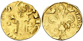 Joan I (1387-1396). Mallorca. Mig florí. (Cru.V.S. 470) (Cru.Comas 36) (Cru.C.G. 2284). 1,72 g. MBC-.