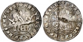 Enrique IV (1454-1474). Burgos. Real de anagrama. (AB. 708.1). 3,34 g. Ligera doblez. MBC-.